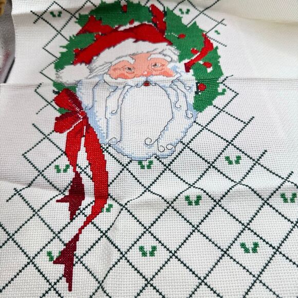 Bucilla counted cross stitch Santa portrait stocking partly finished - Picture 5 of 9